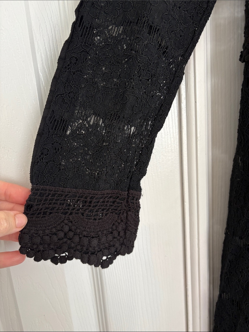 VOCAL Black Studded Lace Long Open Cardigan Duster Goth Women’s Size Large - Picture 4 of 10